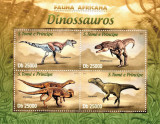 S. TOME E PRINCIPE 2013 - Dinozauri /set complet MNH - colita + bloc, Nestampilat