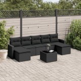 vidaXL Set mobilier de grădină cu perne, 8 piese, negru, poliratan