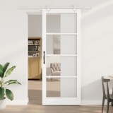 Set Ușă Glisantă cu Hardware Alb 93x232 cm Lemn Masiv Pin, Ușă Interioară cu Sticlă &quot;ORKDAL&quot; Alb 93x232x4 cm, vidaXL