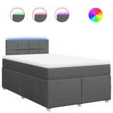 Cumpara ieftin Pat box spring cu saltea, gri inchis, 120x200 cm, textil