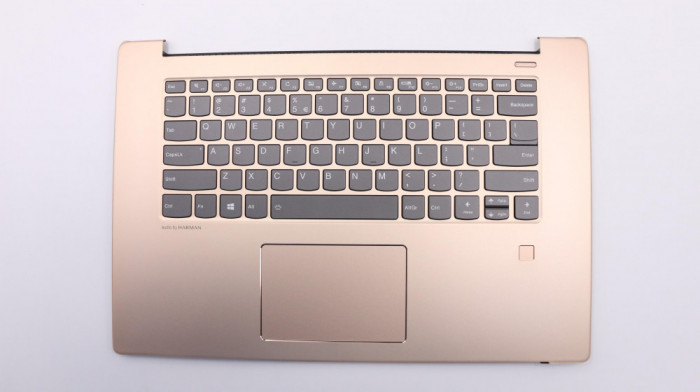 Carcasa superioara cu tastatura palmrest Laptop, Lenovo, IdeaPad 530S-15IKB Type 81EV, 5CB0R12312, cu iluminare, aurie, layout US