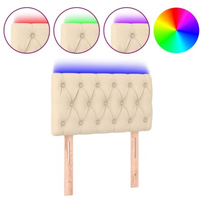 Tablie de pat cu LED, crem, 80x7x78/88 cm, textil foto