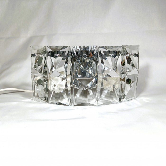 Aplică Kinkeldey, MCM Art Deco, Post Modern, cristal, crom, vintage
