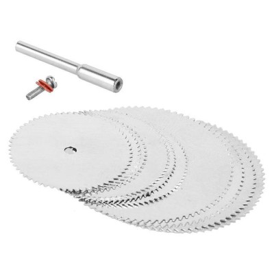 Set 10 discuri de taiere cu tija, Inox, 22/25/32 mm, Argintiu foto