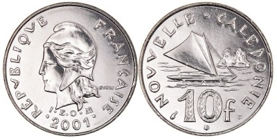 New Caledonia 2001 - 10 francs, UNC foto