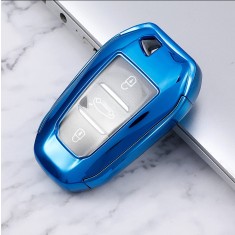 Husa Cheie Auto Peugeot SMARTKEY TPU+PC Albastru