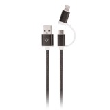 Cablu Date &amp; Incarcare 2in1 - MicroUSB / Tip C (Negru) Setty