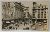 BUCURESTI , CALEA VICTORIEI , ZONA DIN FATA ATENEULUI ROMAN SI HOTELUL &#039; ATHENEE PALACE &#039; , CARTE POSTALA , 1924