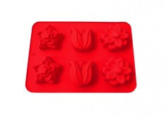 Forma din silicon pentru prajituri, 6 cavitati, Floral, 118COF