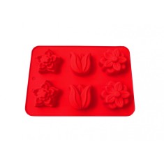 Forma din silicon pentru prajituri, 6 cavitati, Floral, 118COF