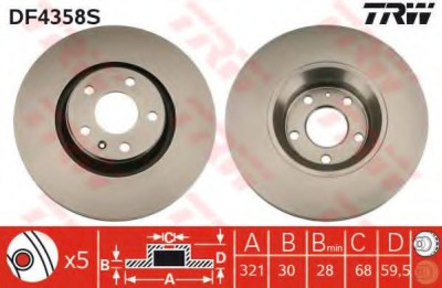 Disc frana AUDI A6 Allroad (4FH, C6) (2006 - 2011) TRW DF4358S foto
