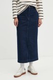 Barbour fustă din denim culoarea bleumarin, maxi, dreaptă, LSK0104