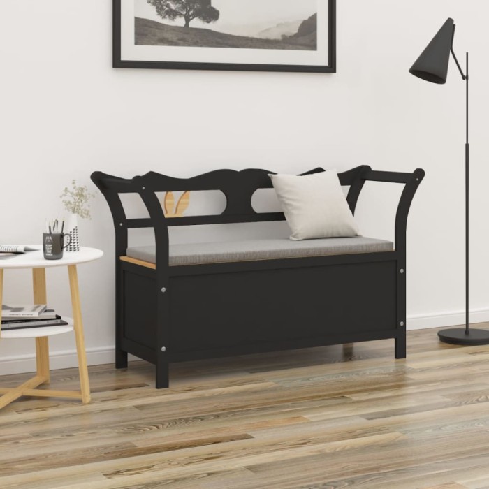vidaXL Bancă, negru, 107x45x75,5 cm, lemn masiv de brad