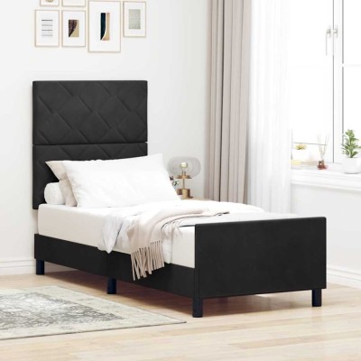 vidaXL Cadru de pat cu headboard Negru 80 x 200 cm Catifea 3344971 foto