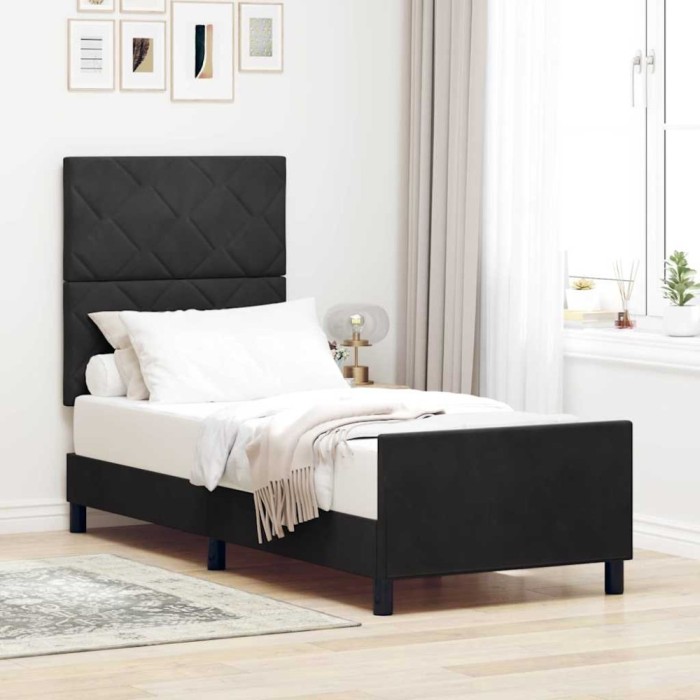 vidaXL Cadru de pat cu headboard Negru 80 x 200 cm Catifea 3344971