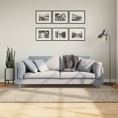 Covor ISTAN, cu fire &amp;icirc;nalte, aspect lucios, bej, 140x200 cm foto