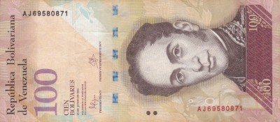 VENEZUELA 100 bolivares 23 iunie 2015 VF+!!! foto