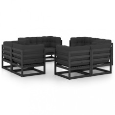 Set mobilier de gradina cu perne, 8 piese, lemn masiv de pin