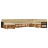 vidaXL Set de canapele de exterior cu pernă 8 pcs Natural și Bej 3383716