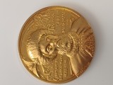 Medalie bronz aurit Constantin Brancoveanu 1688-1714 , la aniversarea a 300 de ani de la urcarea pe tron ,Societatea Numismatica Romana 1988
