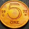 Moneda 5 ORE - SUEDIA, anul 1972 *cod 1684 B