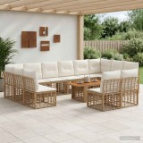 Cumpara ieftin Set de canapele pentru gradina 13 buc. Alb Natural si Crem