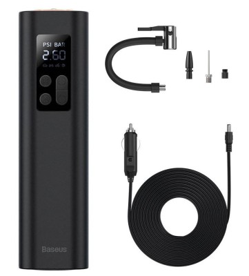 COMPRESOR AUTO Baseus Super Mini, alimentare 12 V bricheta auto, display LED, presiune maxima 3 bar, negru (timbru verde 0.80 lei) &amp;quot;CRCQ000001&amp;quot; - 6932 foto