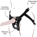Get Real-Strap-on Pleasure Harn&eacute;s Negru-Silicon