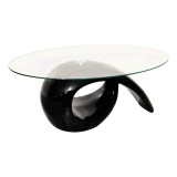 Cumpara ieftin Masuta de cafea cu blat oval din sticla, negru lucios