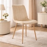 Cumpara ieftin Scaun Bucatarie/Living Leobert Artool Lava, Catifea Bej, Picioare Metal Natur, 45x55x86 cm, Max 120kg