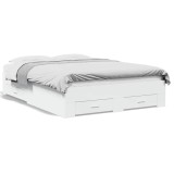 Cumpara ieftin Cadru pat cu sertare alb extralucios 140x190 cm, lemn prelucrat