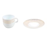Ceasca si farfurioara 21019G, sticla termica, alb + auriu, 250 ml