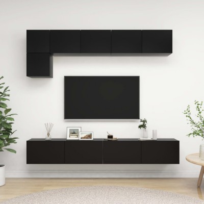 vidaXL Set dulapuri TV, 5 piese, negru, lemn prelucrat foto