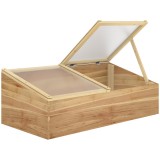 Outsunny Mini seră de grădină Seră pentru răsaduri dim. 100L x 50l x 36H cm Acoperiş 2 pante rabatabile independent Panouri din policarbonat Lemn de b