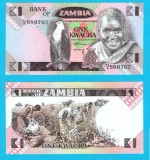 Zambia (p#23) 1 Kwacha 1980-88 UNC 'Acvila de apă' serie: 880762; (ROG CITITI DETALIILE!)
