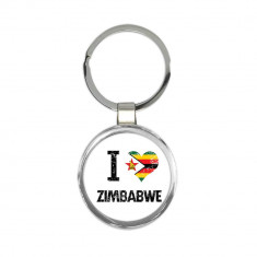 Iubesc Zimbabwe : Cadou Breloc : Heart Flag Country Crest Zimbabwe Expat foto