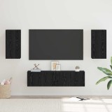 Cumpara ieftin Set comoda TV Stejar Negru Lemn prelucrat