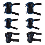 Set Echipament de Protectie cu Genunchiere Cotiere &amp; Aparatori Incheieturi Albastre - 6 piese