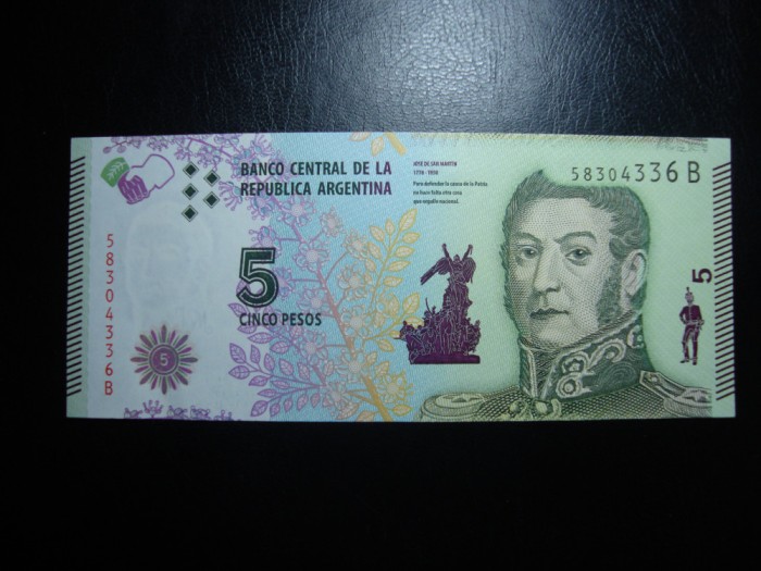 ARGENTINA 5 PESOS 2015 UNC