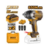 Masina de insurubat, cheie cu impact20 v bl 1/2 850 nm cu 2 x 4,0 ah cu baterie, pentru insurubare rapida - Ingco CIWLI2085