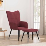 vidaXL Scaun de relaxare cu taburet, roșu vin, textil 327960