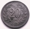 Austria 20 Heller 1917, Eroare Zimti Supratimprati, 3.5g, Moneda Raritate, Karl I, Fier