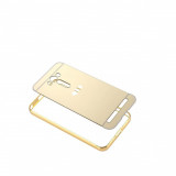 Husa Bumper Aluminiu Mirror Auriu Iberry Pentru Asus ZenFone 2 Laser 5.0 ZE500KL