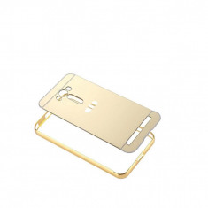 Husa Bumper Aluminiu Mirror Auriu Iberry Pentru Asus ZenFone 2 Laser 5.0 ZE500KL foto