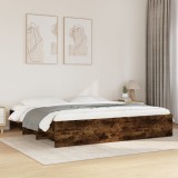VidaXL Cadru pat fără saltea Stejar afumat 200x200 cm Lemn prelucrat