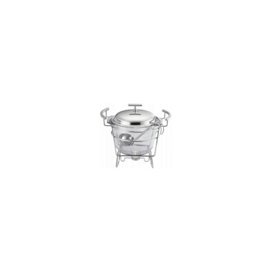 Vas termorezistent, capac inox, cu incalzitor pentru mancare, chafing dish cu lumanare, 4L, Kinghoff foto