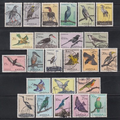 Angola 1951 - Păsări, 3 Serii, SET COMPLET, Stampilat foto