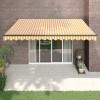 VidaXL Copertină retractabilă automată, galben și alb, 4x3 m