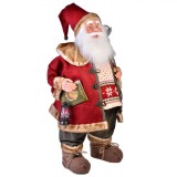 Figurină Decorativă Moș Crăciun, 81 cm, Felinar și Carte, Roșu, Oem