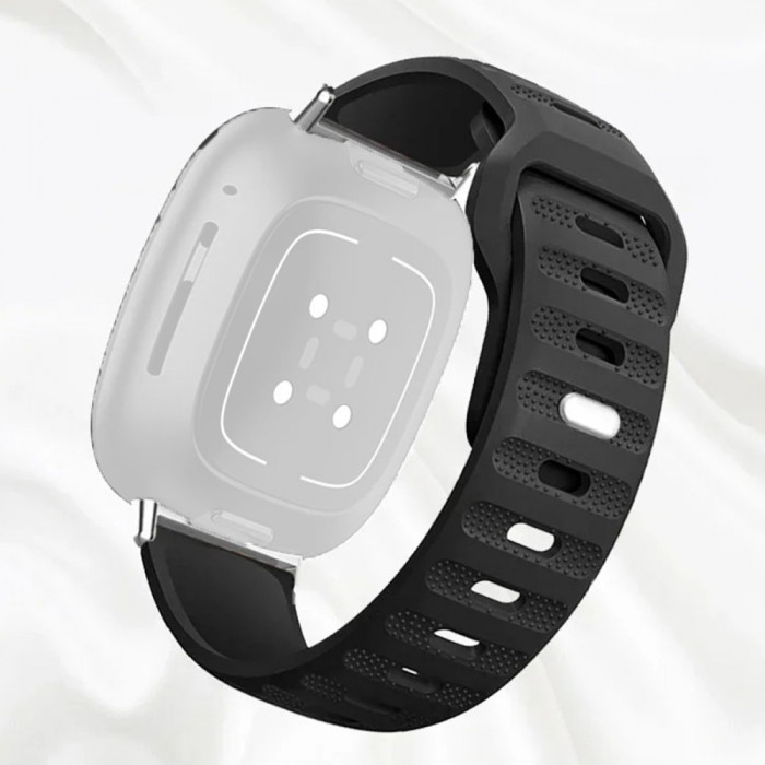 Curea silicon, compatibila Withings Steel HR 40mm, telescoape QR, Carbon Grip